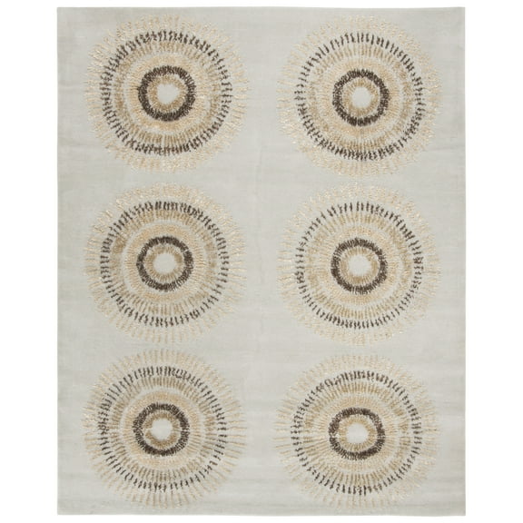 SAFAVIEH Soho Leanne Geometric Wool Area Rug, Light Blue/Multi, 8' x 8' Square