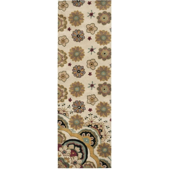SAFAVIEH Soho Leyla Floral Wool Runner Rug, Ivory/Multi, 2'6" x 8'