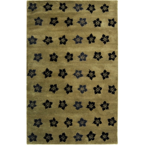 SAFAVIEH Soho Liam Floral Wool Area Rug, Sage/Black, 9'6" x 13'6"