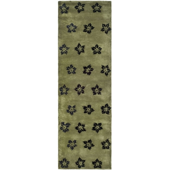 SAFAVIEH Soho Liam Floral Wool Runner Rug, Sage/Black, 2'6" x 10'