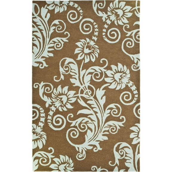 SAFAVIEH Soho Logan Floral Wool Area Rug, Light Brown/Blue, 5' x 8'