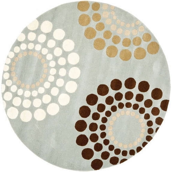SAFAVIEH Soho Louise Polka Dots Wool Area Rug, Blue/Multi, 6' x 6' Square