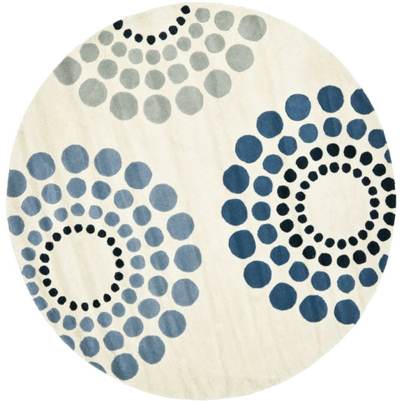 SAFAVIEH Soho Louise Polka Dots Wool Area Rug, Ivory/Multi, 8' x 8' Round