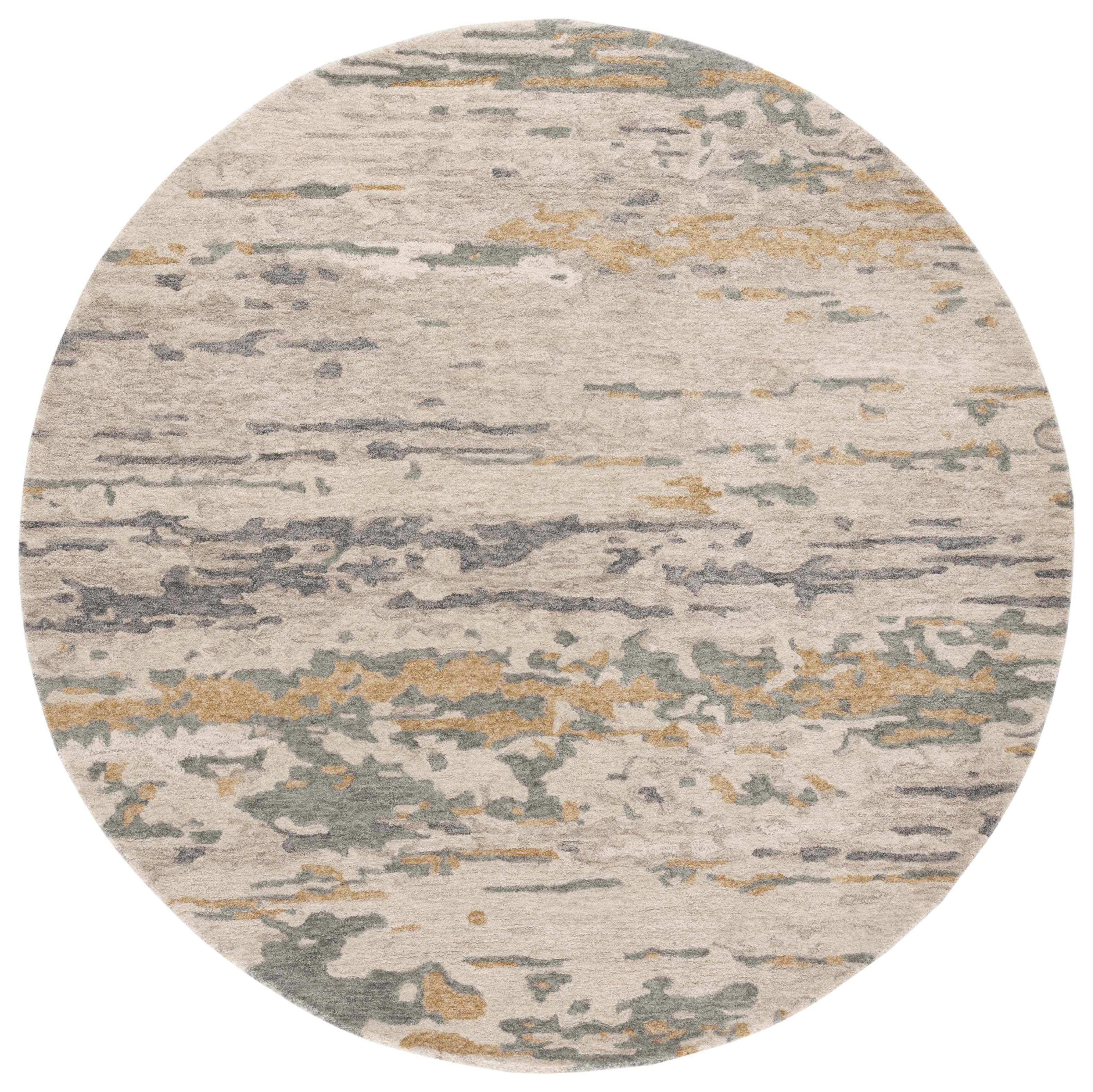 SAFAVIEH Soho Lue Abstract Area Rug, Beige/Grey, 6' x 6' Round