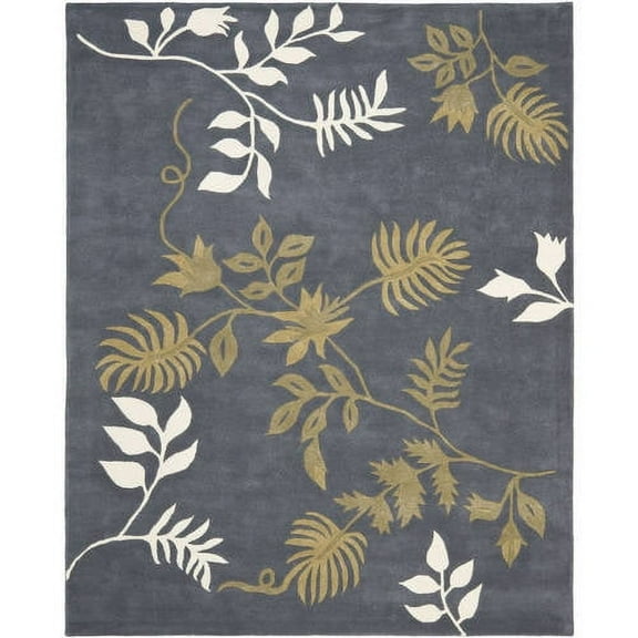 SAFAVIEH Soho Mable Floral Wool Area Rug, Dark Grey, 5' x 8'