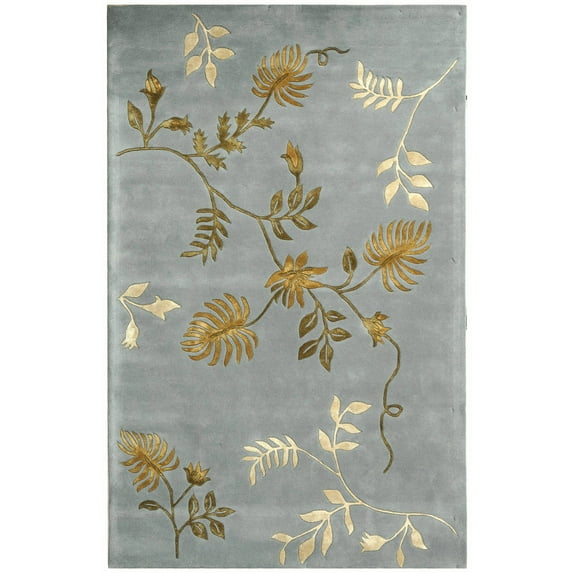 SAFAVIEH Soho Mable Floral Wool Area Rug, Light Blue, 6' x 9'