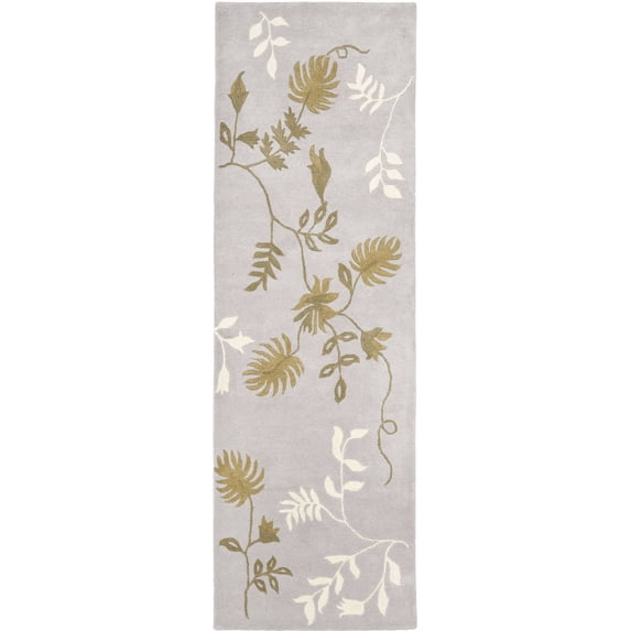 SAFAVIEH Soho Mable Floral Wool Runner Rug, Light Grey, 2'6" x 8'