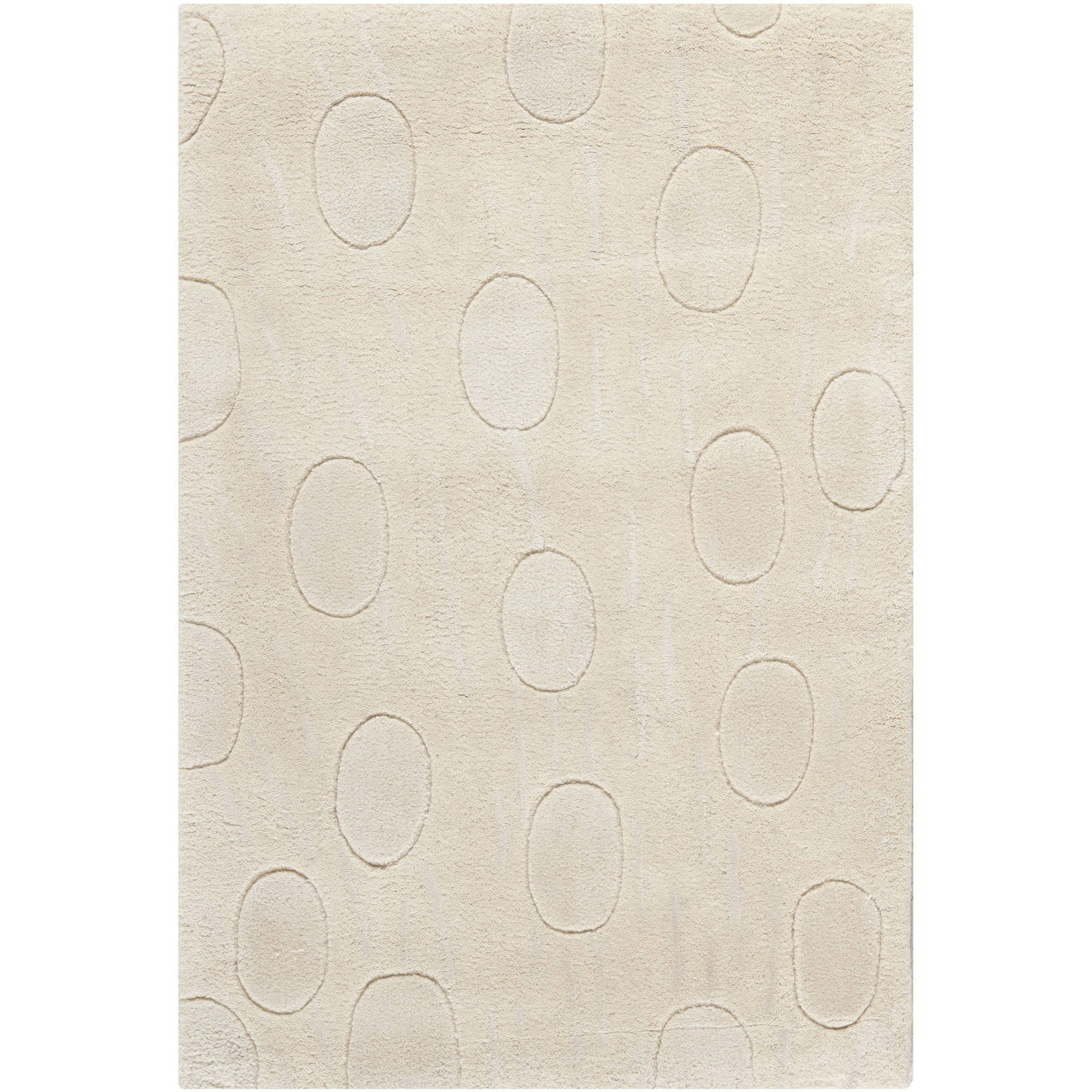 Handmade White Tufted Wool and Viscose Area Rug, 2 x 3 ft