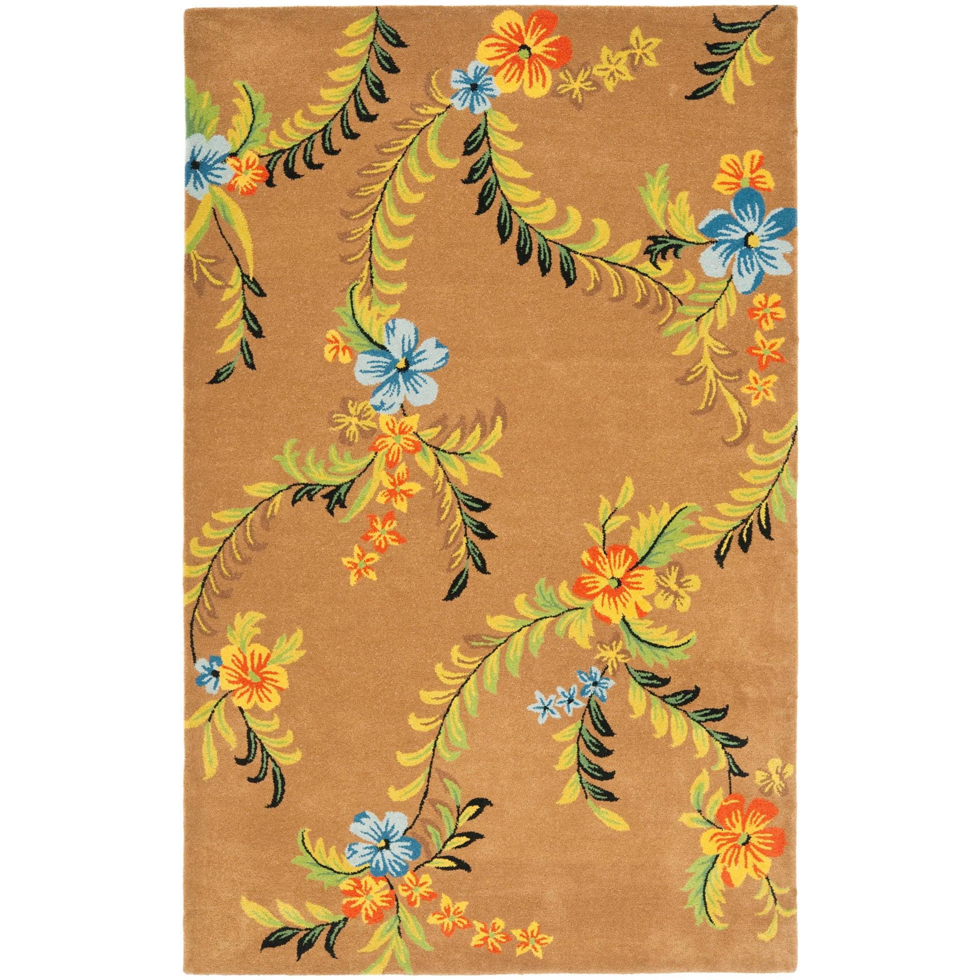 Handmade Tufted Floral Brown Wool Area Rug
