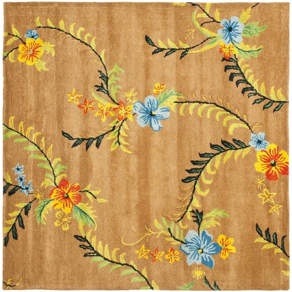 SAFAVIEH Soho Madison Floral Wool Area Rug, Brown/Multi, 6' x 6' Square