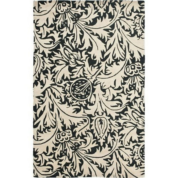 SAFAVIEH Soho Malta Floral Wool Area Rug, Black/Beige, 3'6" x 5'6"