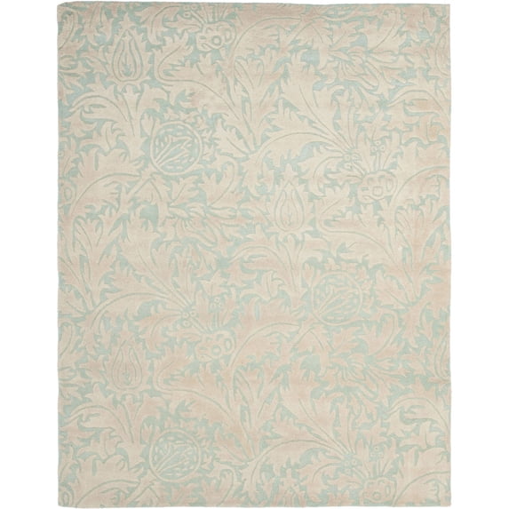 SAFAVIEH Soho Malta Floral Wool Area Rug, Light Blue/Beige, 7'6" x 9'6"