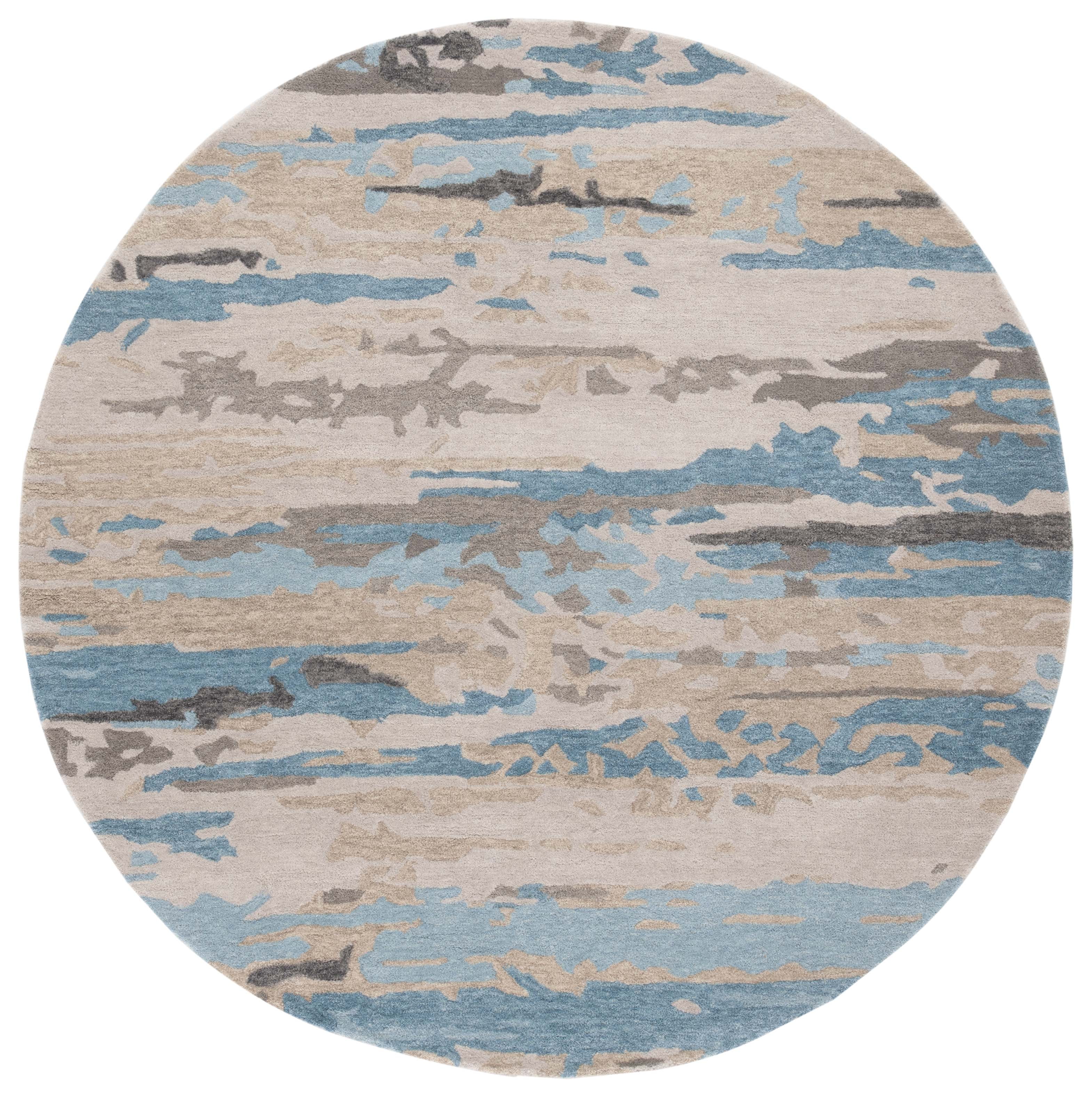 SAFAVIEH Soho Marcus Abstract Area Rug, Beige/Blue, 6' x 6' Round