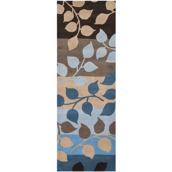 SAFAVIEH Soho Martha Floral Wool Runner Rug, Brown/Blue, 2'6" x 8'