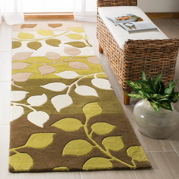 SAFAVIEH Soho Martha Floral Wool Runner Rug, Green/Beige, 2'6" x 8'