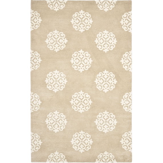 SAFAVIEH Soho Maui Geometric Wool Area Rug, Beige/Ivory, 3'6" x 5'6"