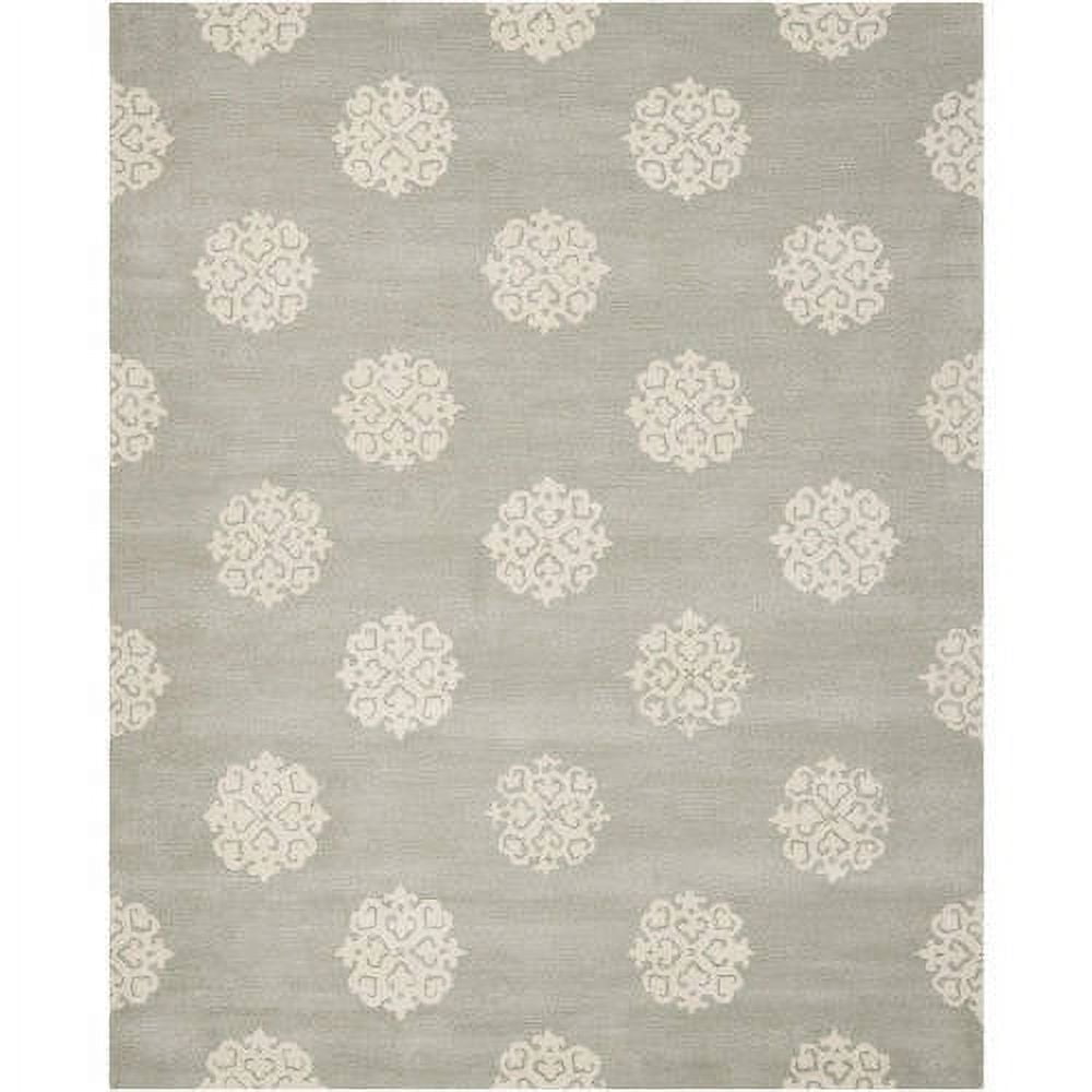 Grey and Ivory Hand-Tufted Wool Area Rug, 5' x 8'