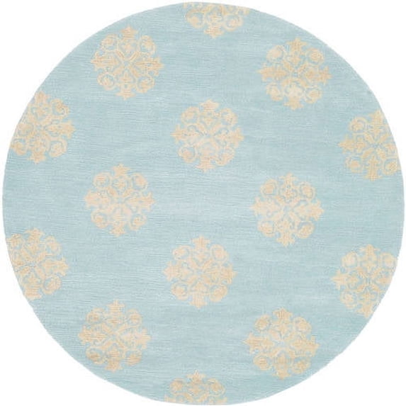 SAFAVIEH Soho Maui Geometric Wool Area Rug, Turquoise/Yellow, 4' x 4' Round