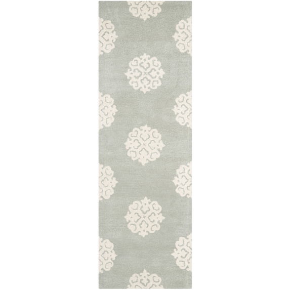 SAFAVIEH Soho Maui Geometric Wool Runner Rug, Grey/Ivory, 2'6" x 10'
