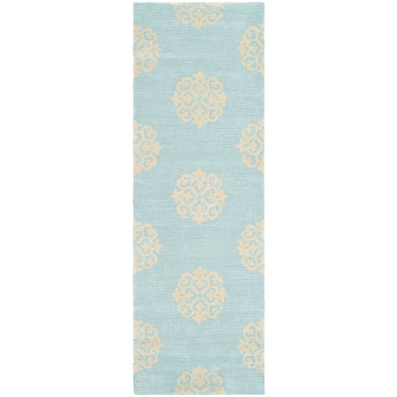 SAFAVIEH Soho Maui Geometric Wool Runner Rug, Turquoise/Yellow, 2'6" x 14'
