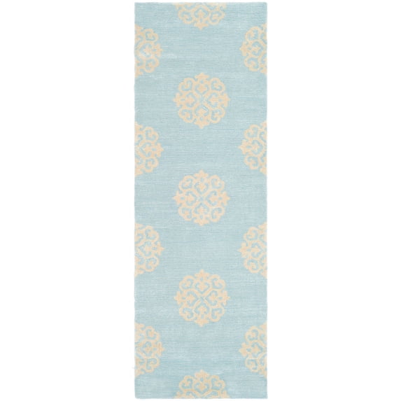 SAFAVIEH Soho Maui Geometric Wool Runner Rug, Turquoise/Yellow, 2'6" x 6'