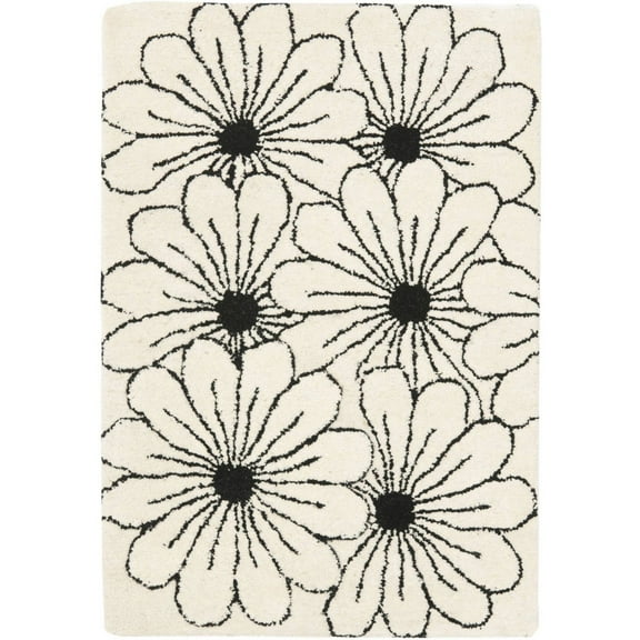 SAFAVIEH Soho Megan Floral Wool Area Rug, Ivory/Black, 2' x 3'