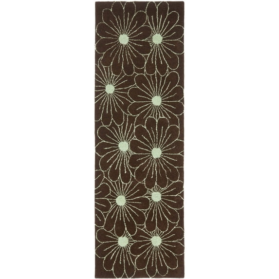 SAFAVIEH Soho Megan Floral Wool Runner Rug, Brown/Teal, 2'6" x 8'