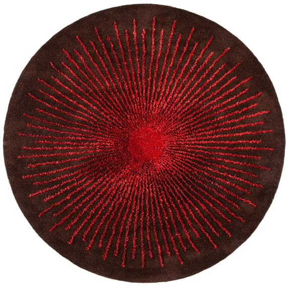 SAFAVIEH Soho Michelle Geometric Area Rug, Brown/Red, 4' x 4' Round