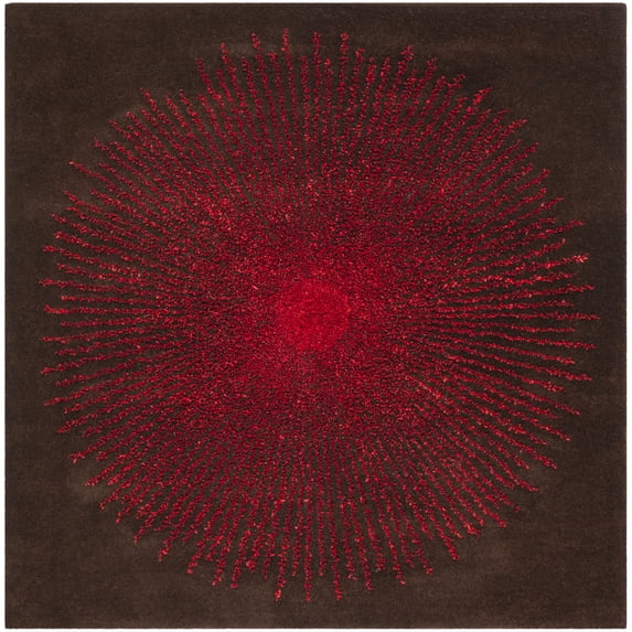 SAFAVIEH Soho Michelle Geometric Area Rug, Brown/Red, 8' x 8' Square