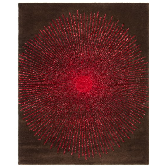 SAFAVIEH Soho Michelle Geometric Area Rug, Brown/Red, 9' x 12'