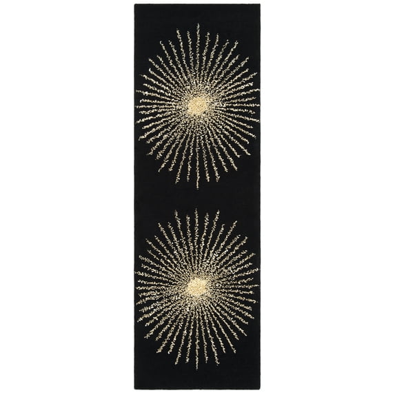 SAFAVIEH Soho Michelle Geometric Runner Rug, Black/Beige, 2'6" x 10'
