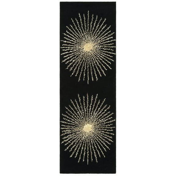 SAFAVIEH Soho Michelle Geometric Runner Rug, Black/Beige, 2'6" x 14'