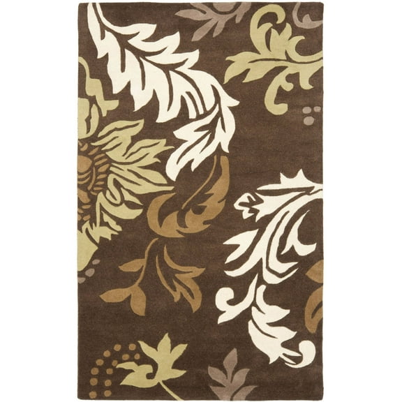 SAFAVIEH Soho Morgan Floral Wool Area Rug, Brown/Multi, 3'6" x 5'6"