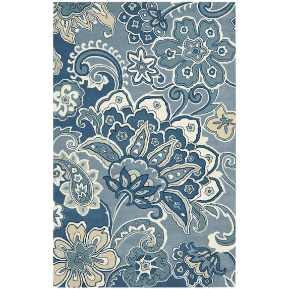 SAFAVIEH Soho Niamh Floral Wool Area Rug, Blue/Multi, 3'6" x 5'6"