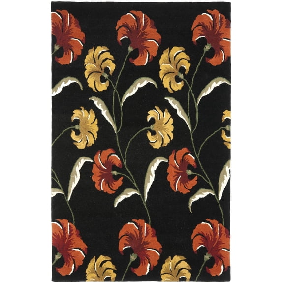 SAFAVIEH Soho Noah Floral Wool Area Rug, Black/Multi, 3'6" x 5'6"