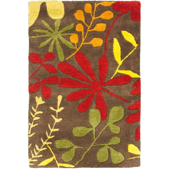 SAFAVIEH Soho Olympia Floral Wool Area Rug, Brown/Multi, 2' x 3'