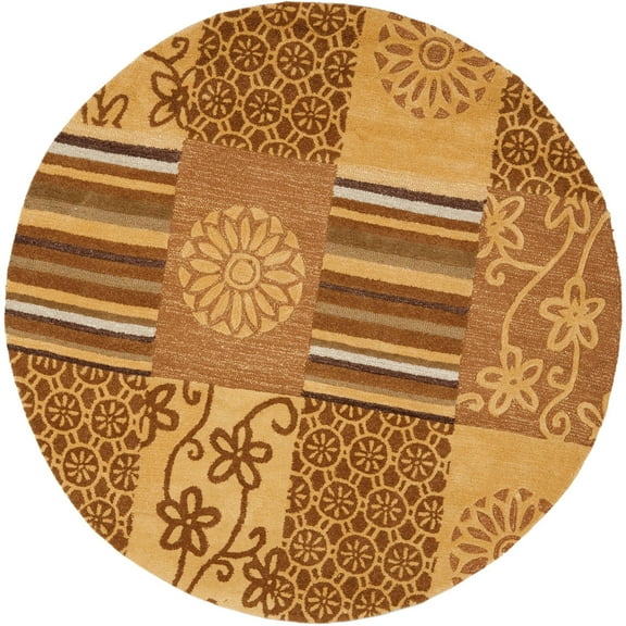 SAFAVIEH Soho Patchwork Floral Wool Area Rug, Beige/Multi, 6' x 6' Round