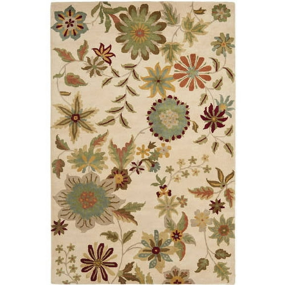 SAFAVIEH Soho Peronel Floral Wool Area Rug, Ivory/Sage, 2'6" x 4'