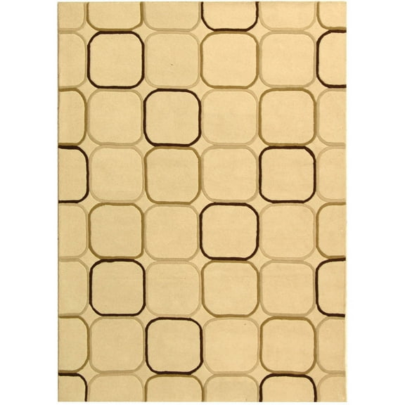 SAFAVIEH Soho Phoebe Geometric Wool Area Rug, Ivory/Multi, 3'6" x 5'6"