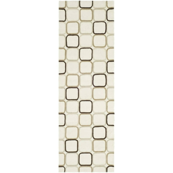 SAFAVIEH Soho Phoebe Geometric Wool Runner Rug, Ivory/Multi, 2'6" x 12'