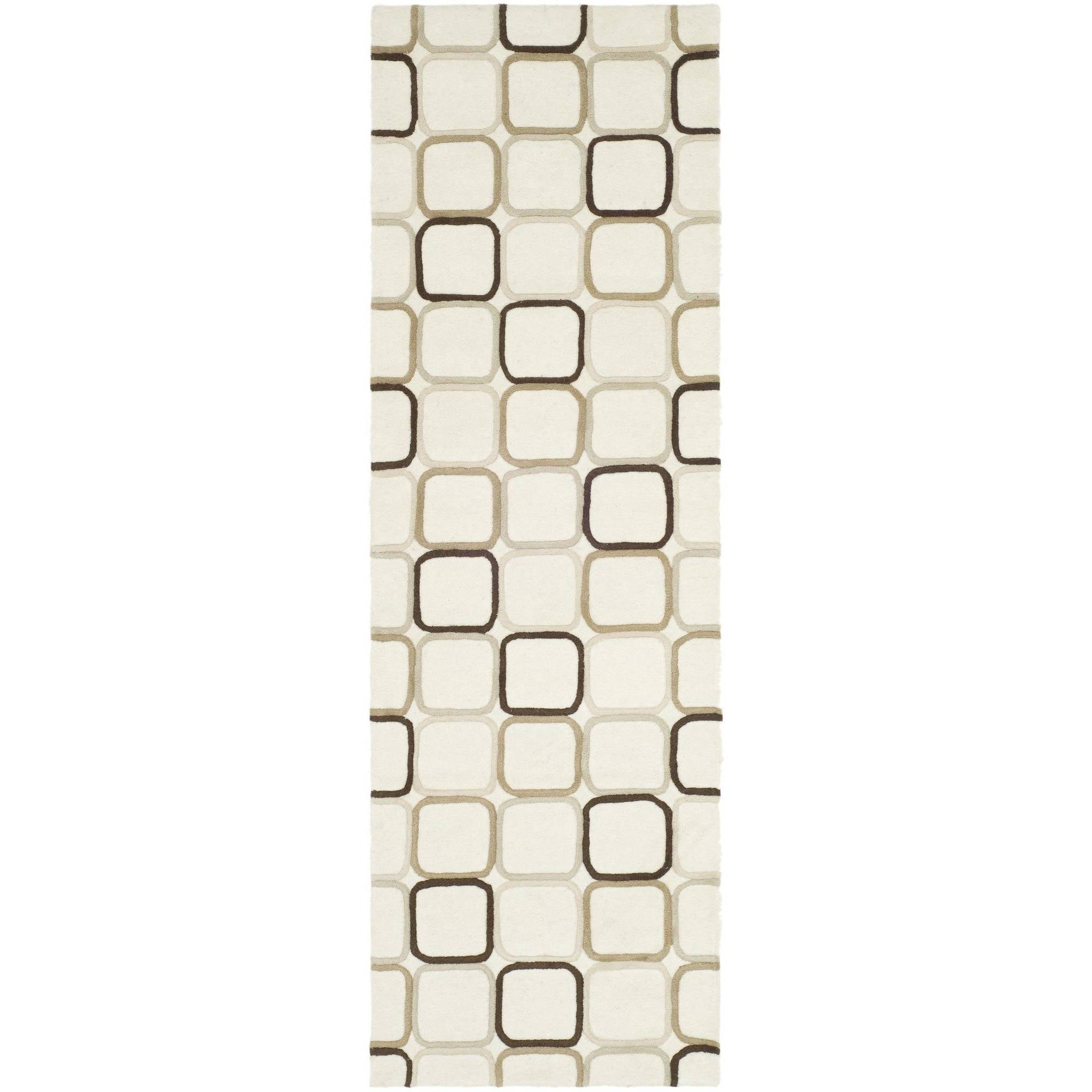 SAFAVIEH Soho Phoebe Geometric Wool Runner Rug, Ivory/Multi, 2'6" x 6'