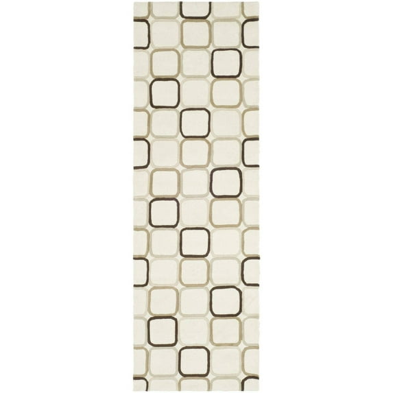 SAFAVIEH Soho Phoebe Geometric Wool Runner Rug, Ivory/Multi, 2'6" x 8'
