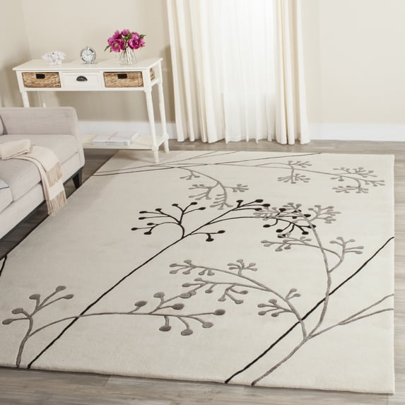 SAFAVIEH Soho Piper Floral Wool Area Rug, Ivory/Grey, 11' x 15'