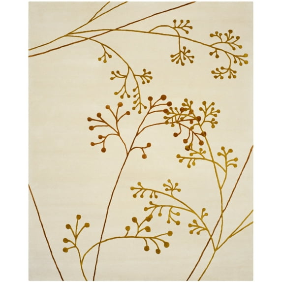 SAFAVIEH Soho Piper Floral Wool Area Rug, Ivory/Orange, 8' x 8' Round