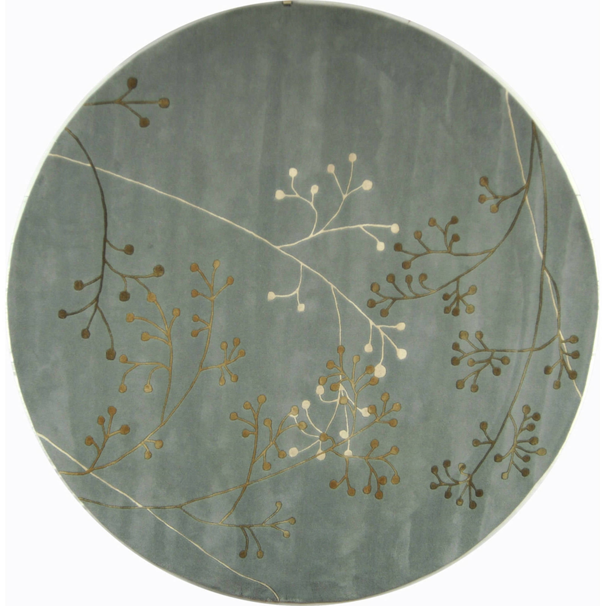 Handmade Light Blue Wool and Viscose Round Tufted Area Rug