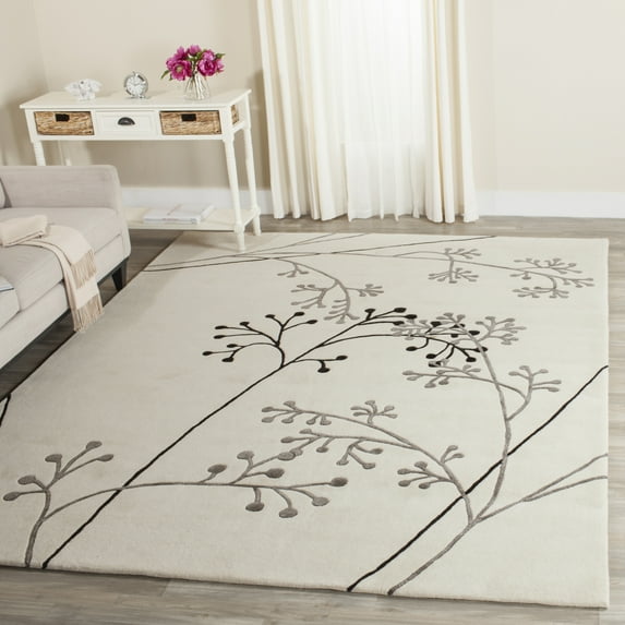SAFAVIEH Soho Piper Floral Wool Runner Rug, Ivory/Grey, 2'6" x 10'