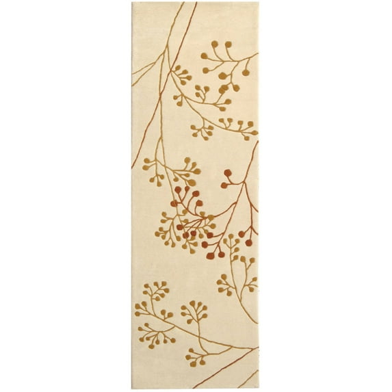 SAFAVIEH Soho Piper Floral Wool Runner Rug, Ivory/Orange, 2'6" x 8'