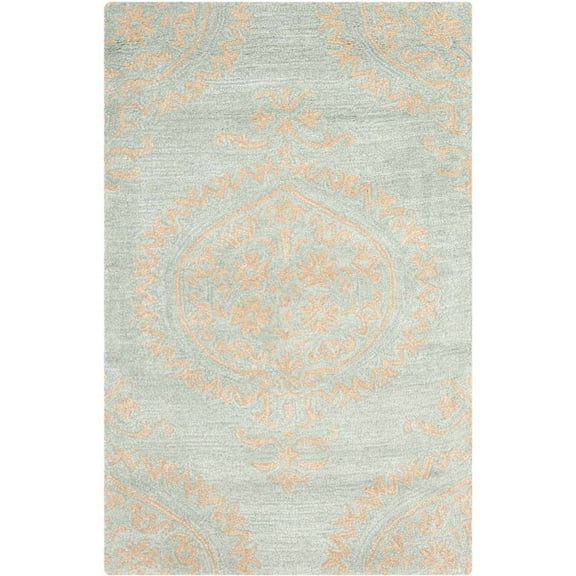 SAFAVIEH Soho Quinton Geometric Wool Area Rug, Blue/Beige, 2' x 3'