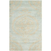 SAFAVIEH Soho Quinton Geometric Wool Area Rug, Blue/Beige, 6' x 6' Round