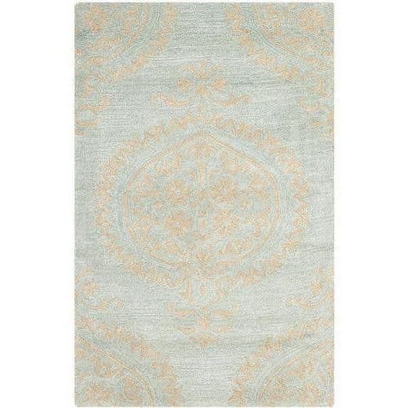 SAFAVIEH Soho Quinton Geometric Wool Area Rug, Blue/Beige, 6' x 9'